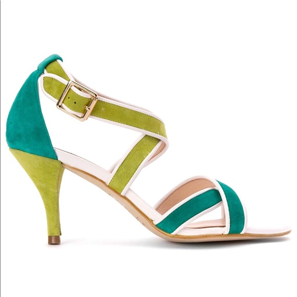 Anthropologie Shoes - NIB Colorblock Strappy Kitten Heel Sandals